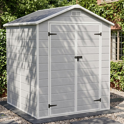 6 x 6 ft Plastic Garden Storage Shed with Apex Roof & Double Doors