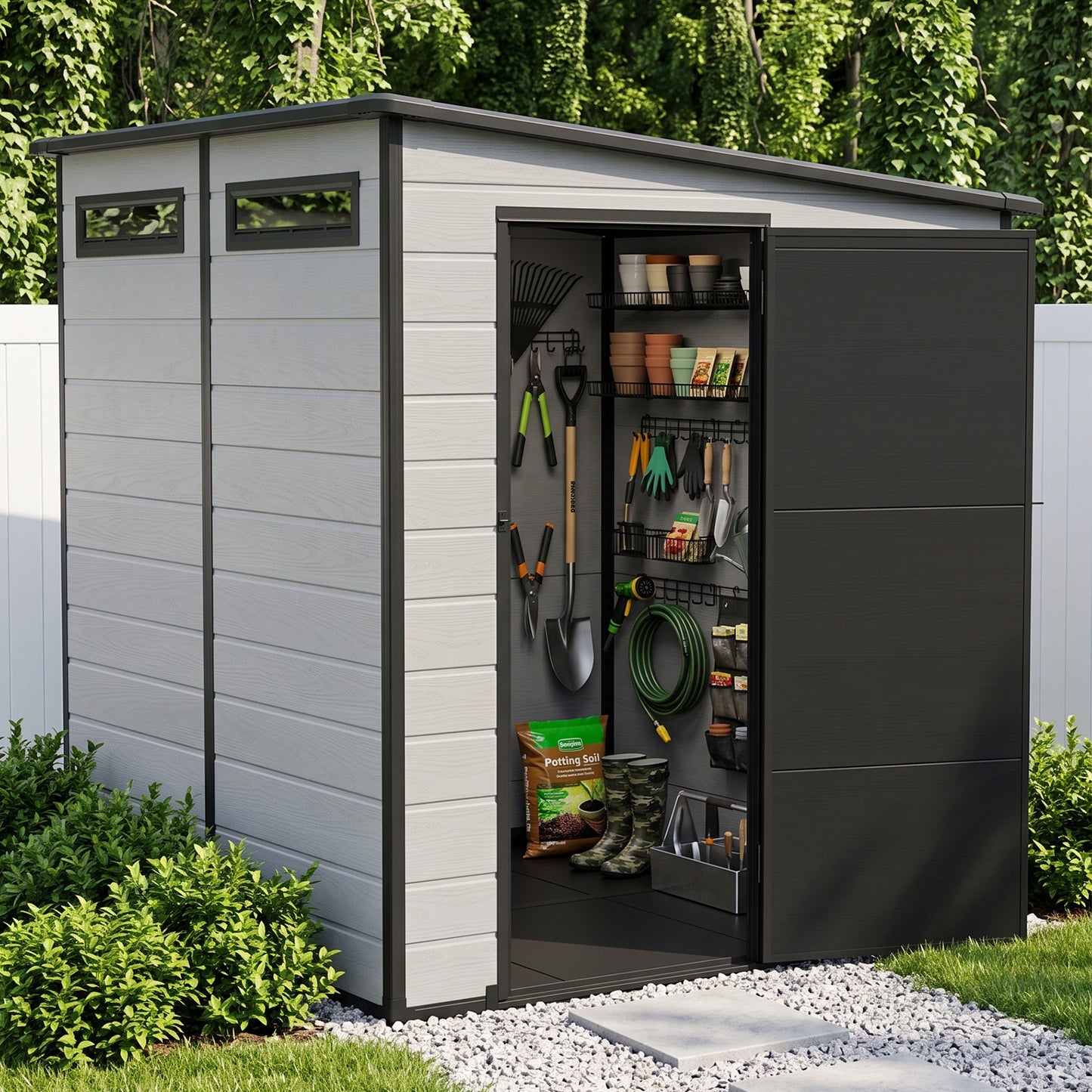 6x6 FT Outdoor Garden Plastic Storage Shed