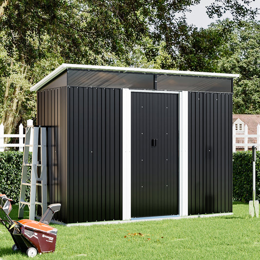 8 x 4 ft Metal Garden Storage Shed with Lockable Sliding Doors