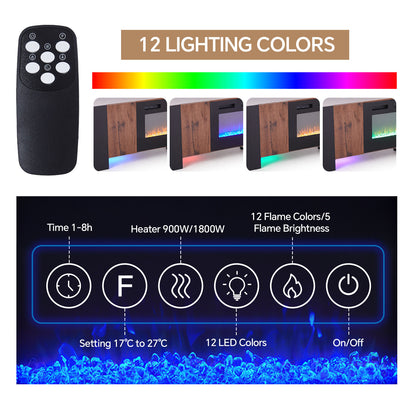 Recessed Electric Fireplace TV Stand with Remote Control