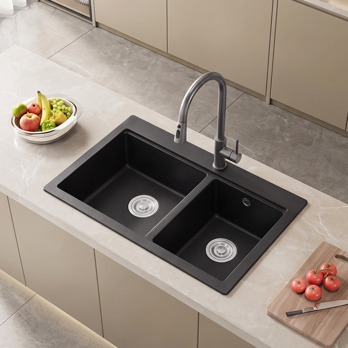Modern Quartz Resin Composite Kitchen Sink with Waste Kit