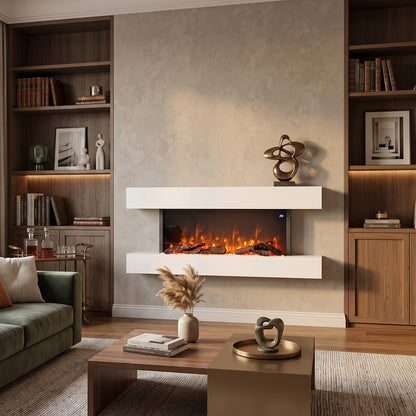 Wall-Mounted Electric Fireplace with Remote Control