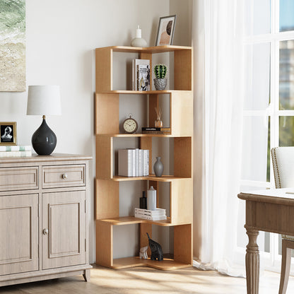 5-Tier Wooden L-shaped Corner Storage Shelf