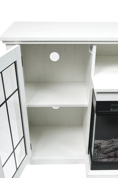 Electric Fireplace TV Stand with Glass Door Storage