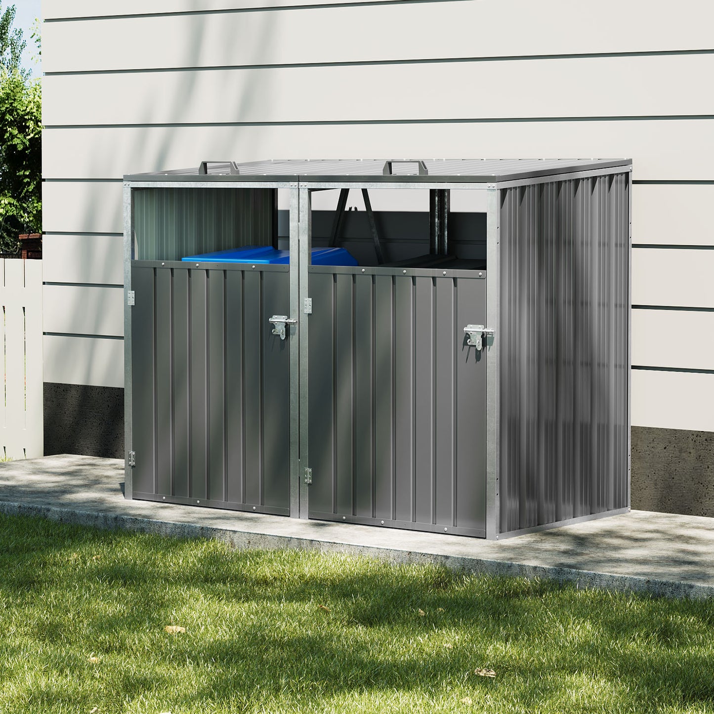5x4 FT Metal Double Bin Storage Shed