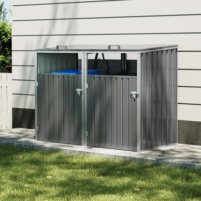 5x4 FT Metal Double Bin Storage Shed