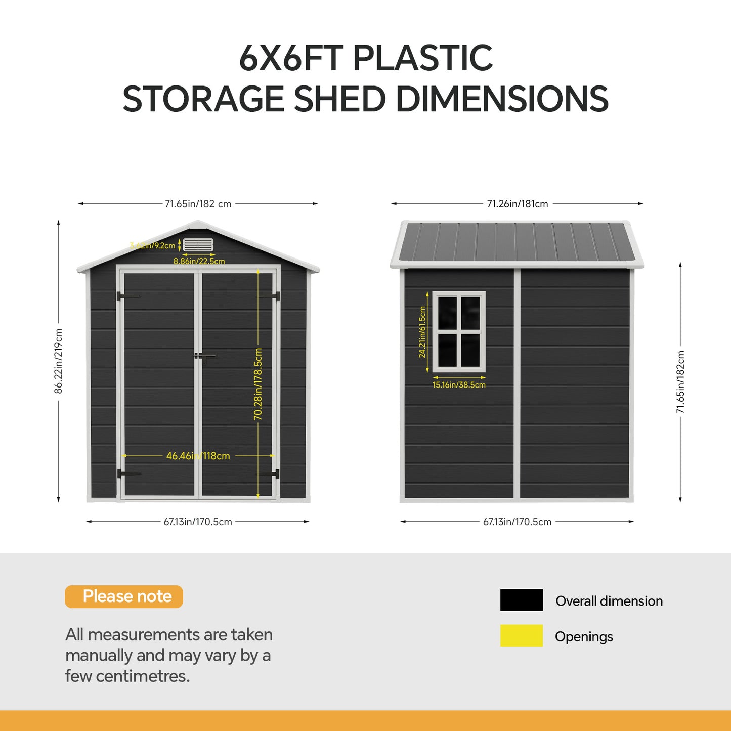 6x6 FT Outdoor Garden Plastic Storage Shed
