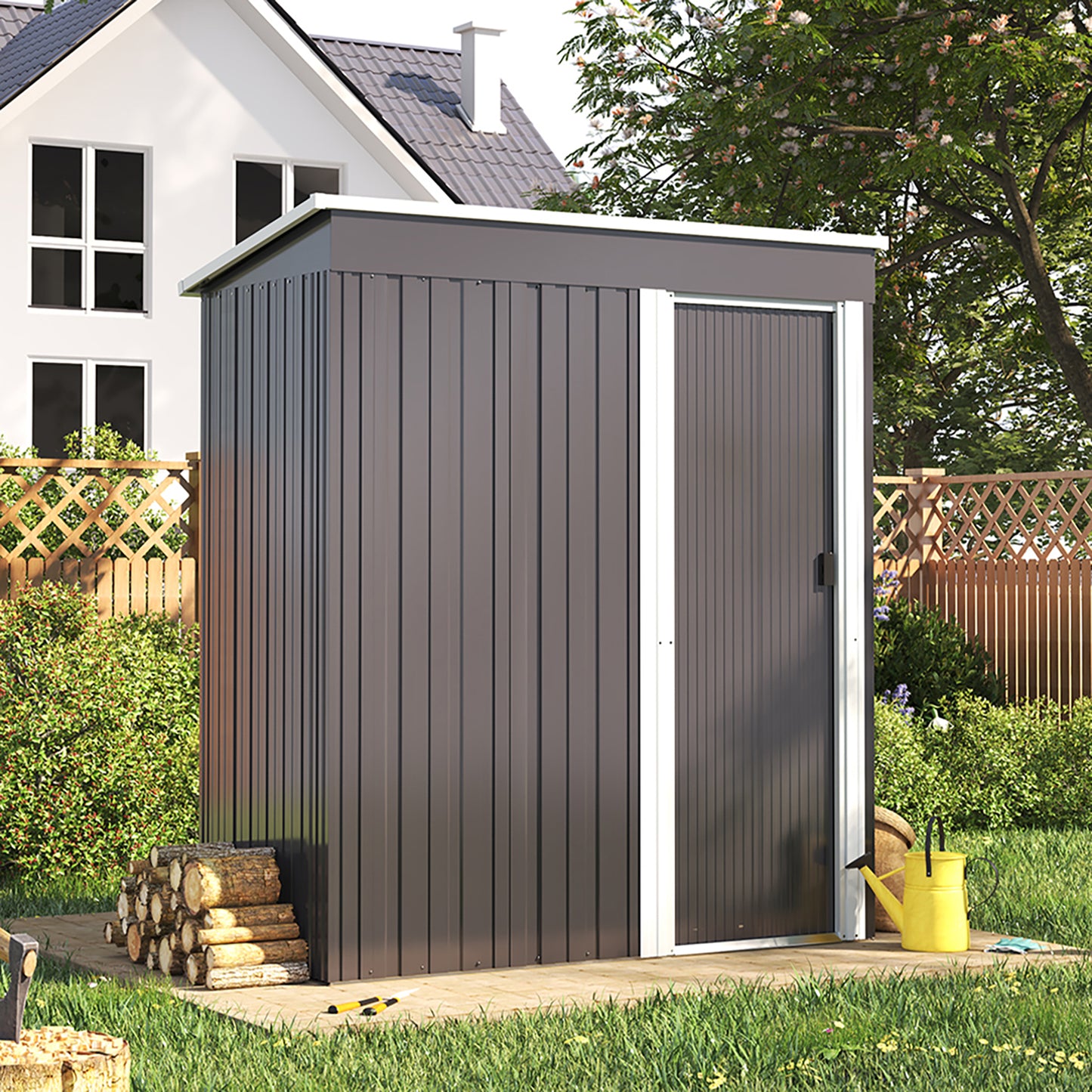3 x 5FT Outdoor Metal Storage Shed with Lockable Door