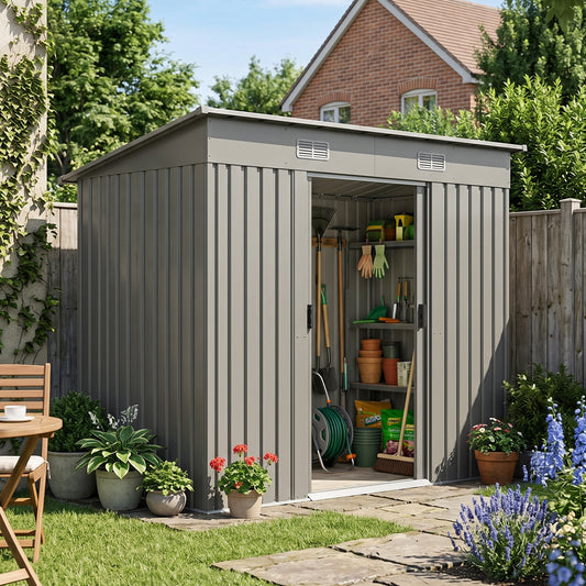 4x8FT Metal Garden Storage Shed