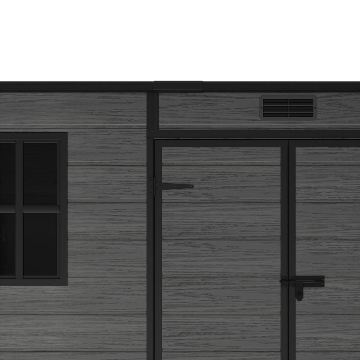 8 x 4 ft Plastic Garden Storage Shed with Pent Roof, Double Doors & Side Door