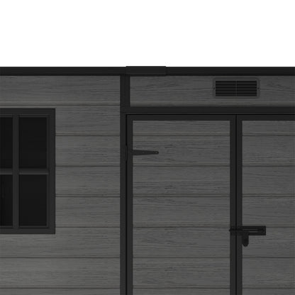 8 x 4 ft Plastic Garden Storage Shed with Pent Roof, Double Doors & Side Door