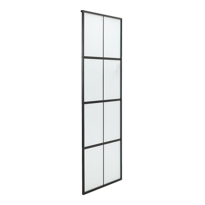 Clear and Smooth Glass Black Barn Door with Sliding Hardware Kit
