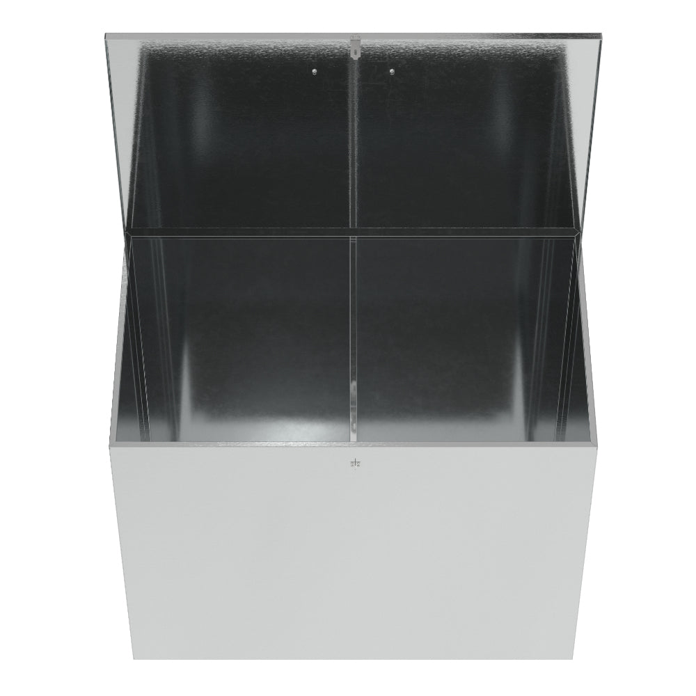 Large Galvanized Feed Storage Bin with Two Compartments