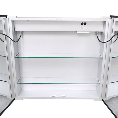 Wall-Mounted Bathroom LED Mirror Cabinet with Adjustable Shelves