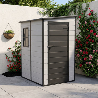 5x4 FT Pent Roof Garden Plastic Storage Shed