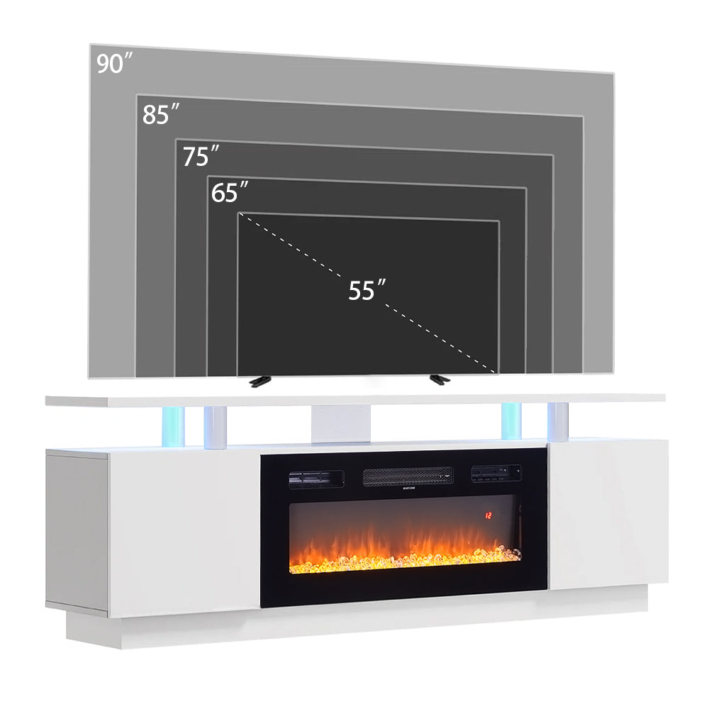 Recessed Electric Fireplace TV Stand with Remote Control