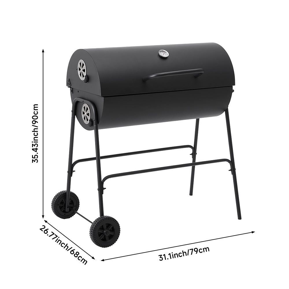 Outdoor Garden Charcoal Smoker BBQ Grill with Wheels