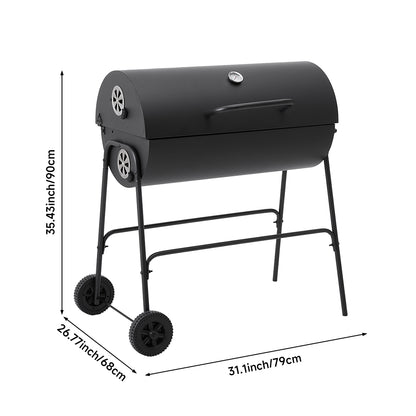 Outdoor Garden Charcoal Smoker BBQ Grill with Wheels