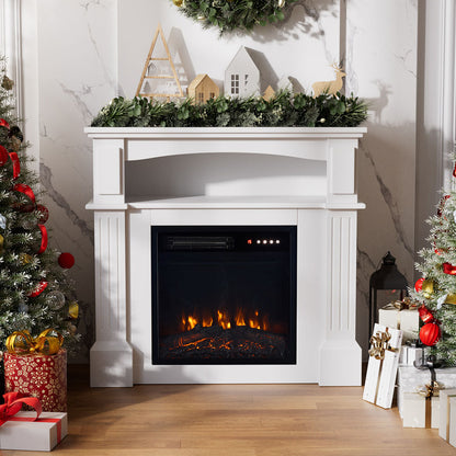 Remote Control Electric Fireplace with Wooden Mantel