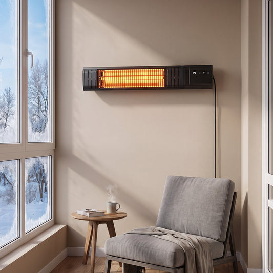 2000W Wall-Mounted Infrared Patio Heater with 9 Temperature Settings & 24H Timer