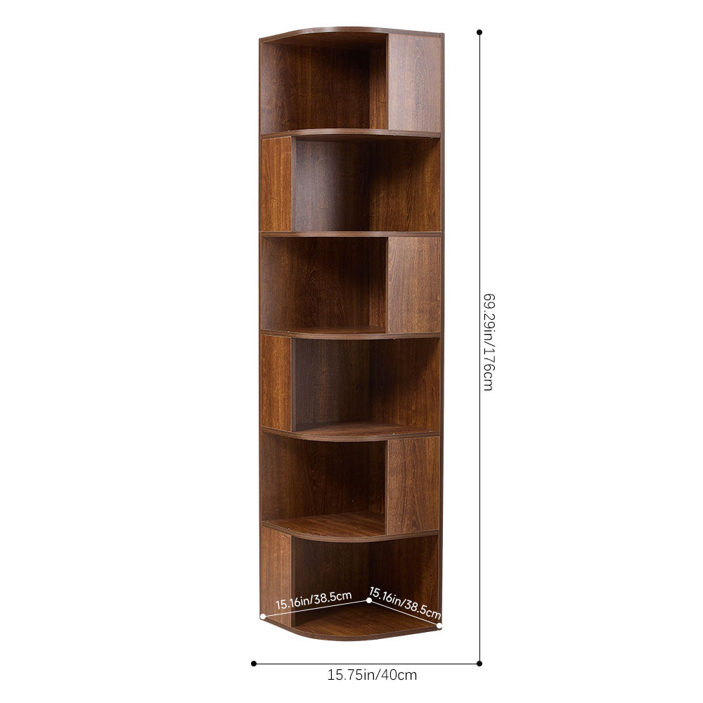 6-Tier Wooden Corner Storage Shelf