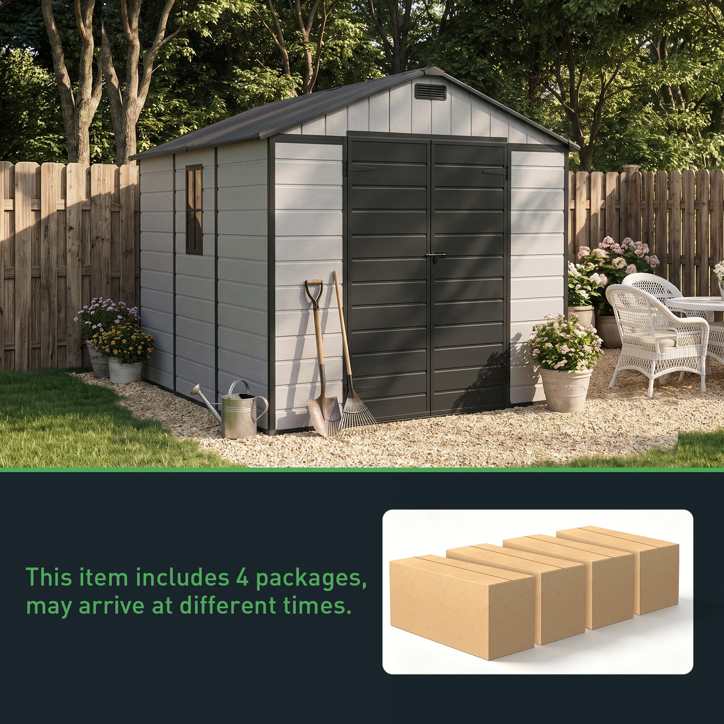 8x10FT Plastic Garden Storage Shed with Lockable Door