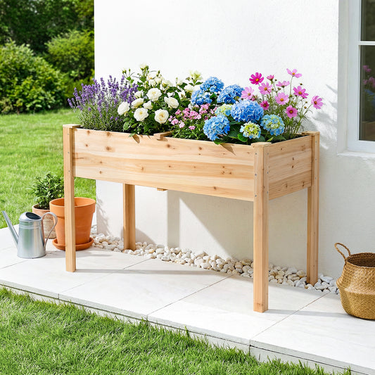 Elevated Rectangular Raised Garden Bed with Drainage Holes