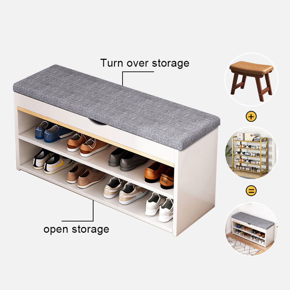 3-Tier Shoe Storage Bench with Padded Seat