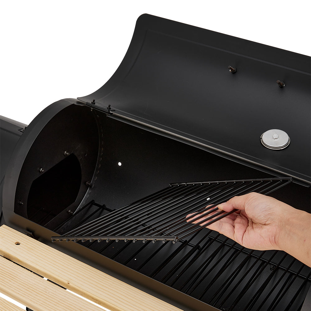 Portable Outdoor Charcoal BBQ Grill with Offset Smoker