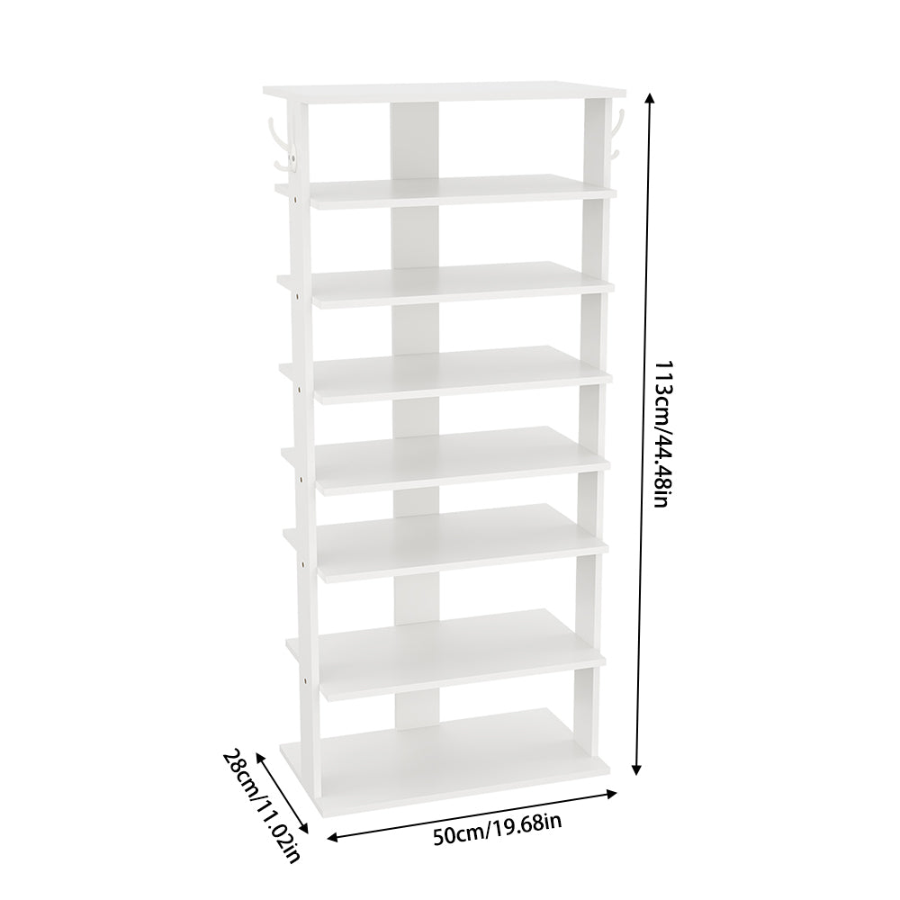 Natural Wood 8-Tier Shoe Rack for Entryway