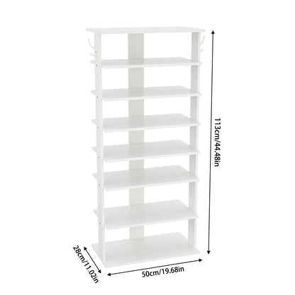 Natural Wood 8-Tier Shoe Rack for Entryway