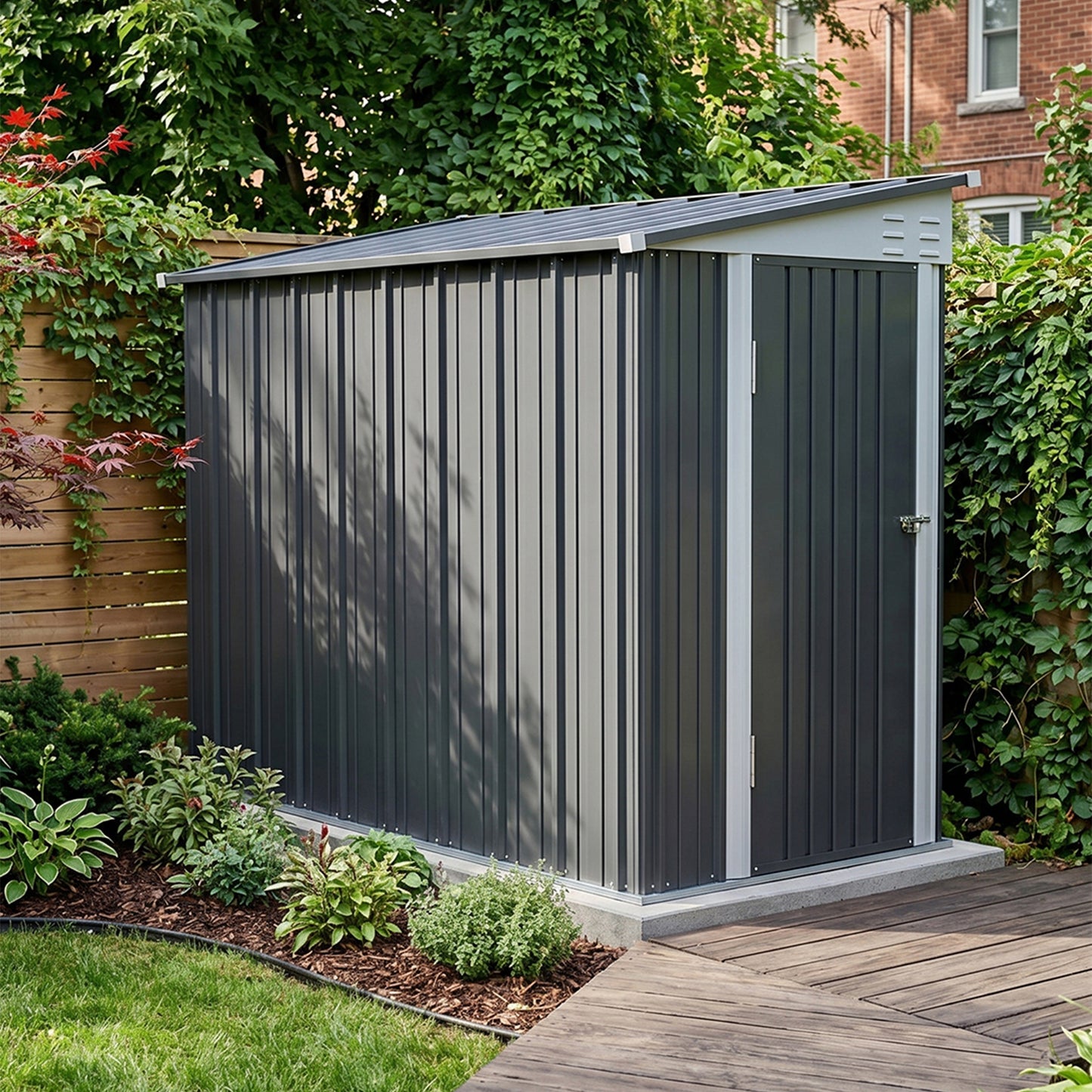 4x8 FT Pent Roof Garden Tool Shed Outdoor Patio Storage House