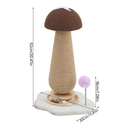 Brown Mushroom Cat Scratching Post with Turntable Toy
