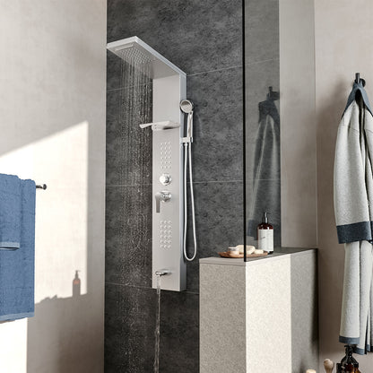 Wall Mount Stainless Steel Shower Panel Tower System with Shelf
