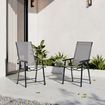 Metallic-Frame and Fabric Foldable Chairs Set of 2