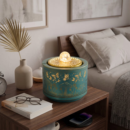 Creative Metal Tabletop Fountain with Light & Enchanted Forest Butterfly Design
