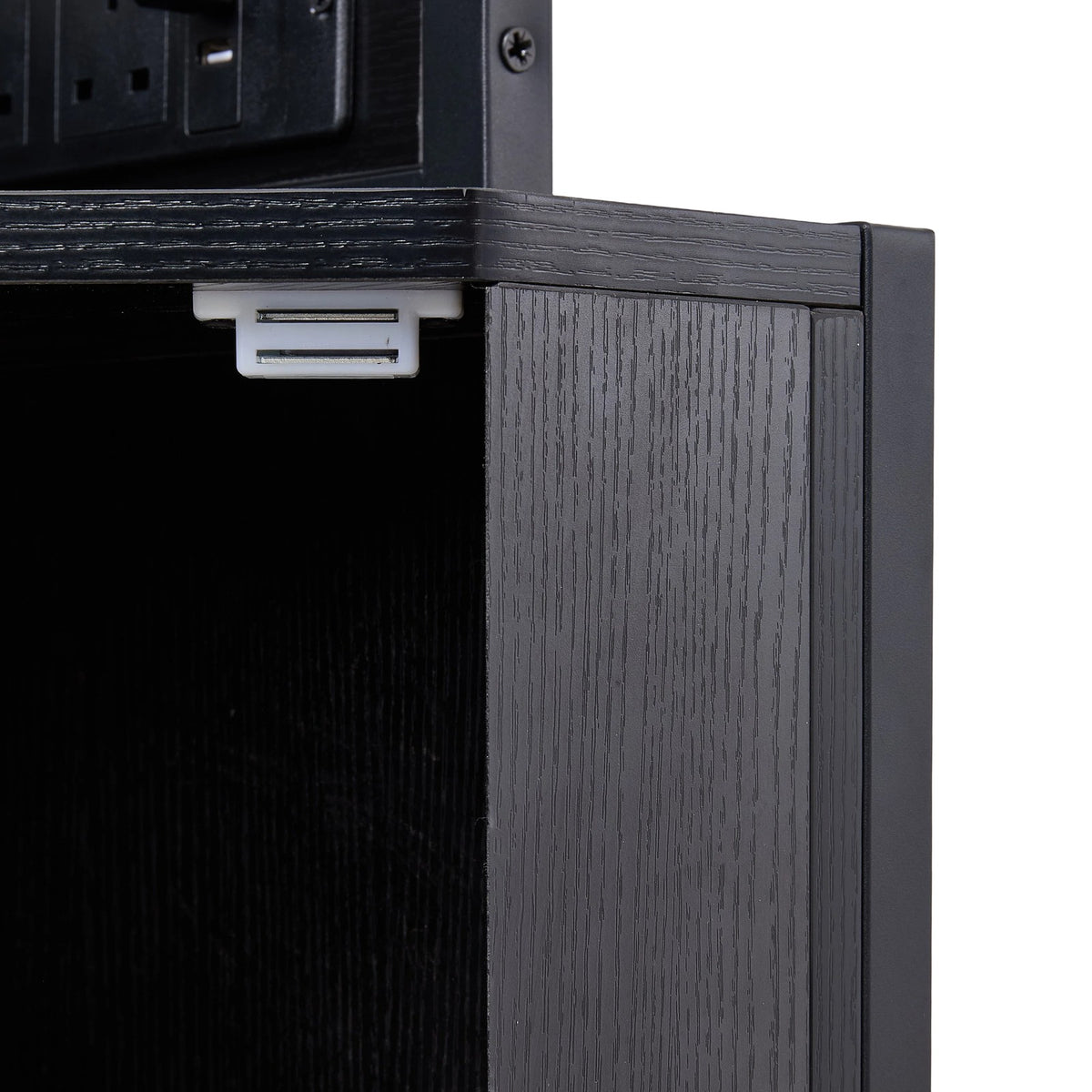Industrial Tall Corner Bar Cabinet with Power Socket & LED Lighting