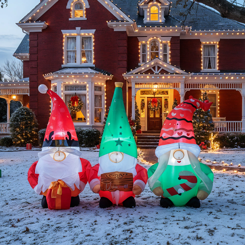 Christmas Inflatable Gnome Trio with LED Lights