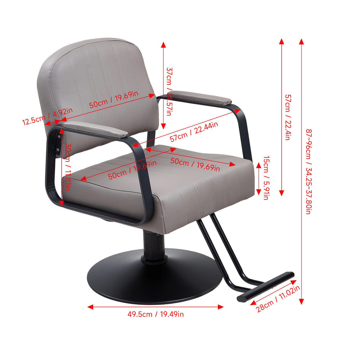 Height-Adjustable Swivel Salon Barber Chair