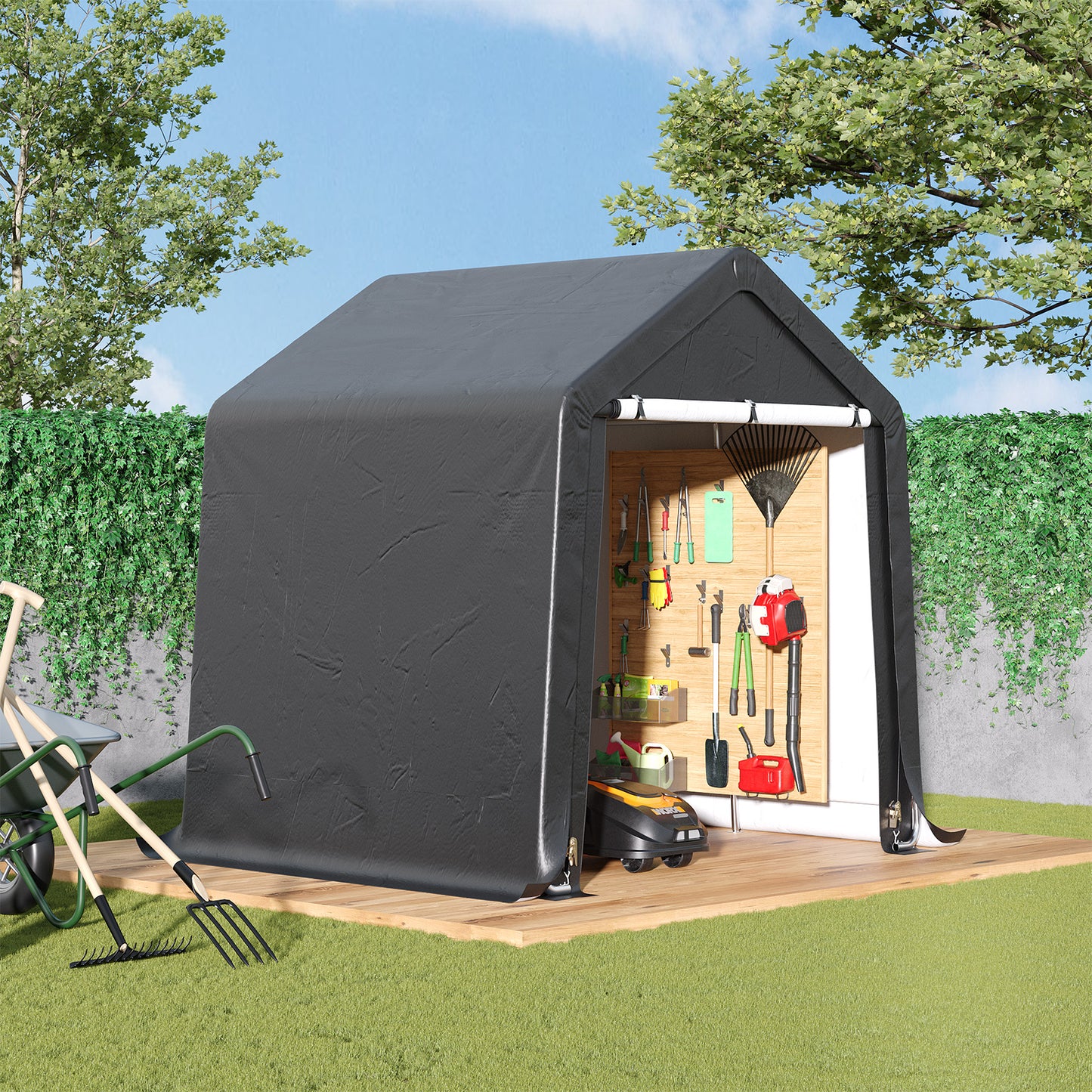 6x6FT Galvanized Tube Storage Shed