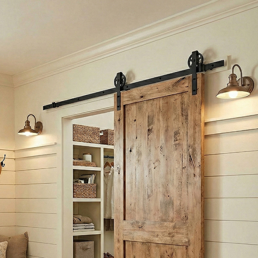 200cm Black Sliding Barn Door Hardware Kit
