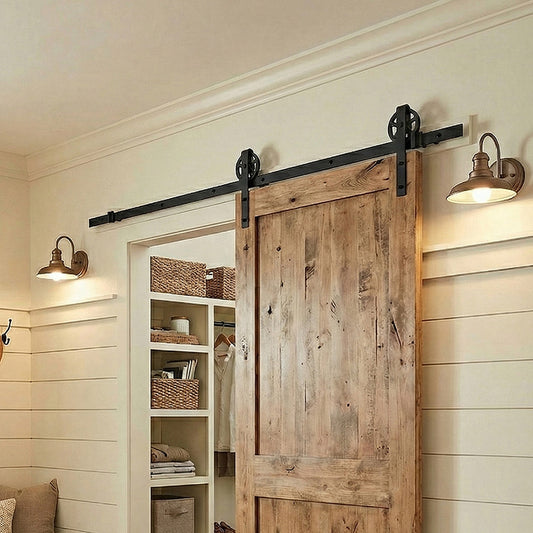 200cm Black Sliding Barn Door Hardware Kit