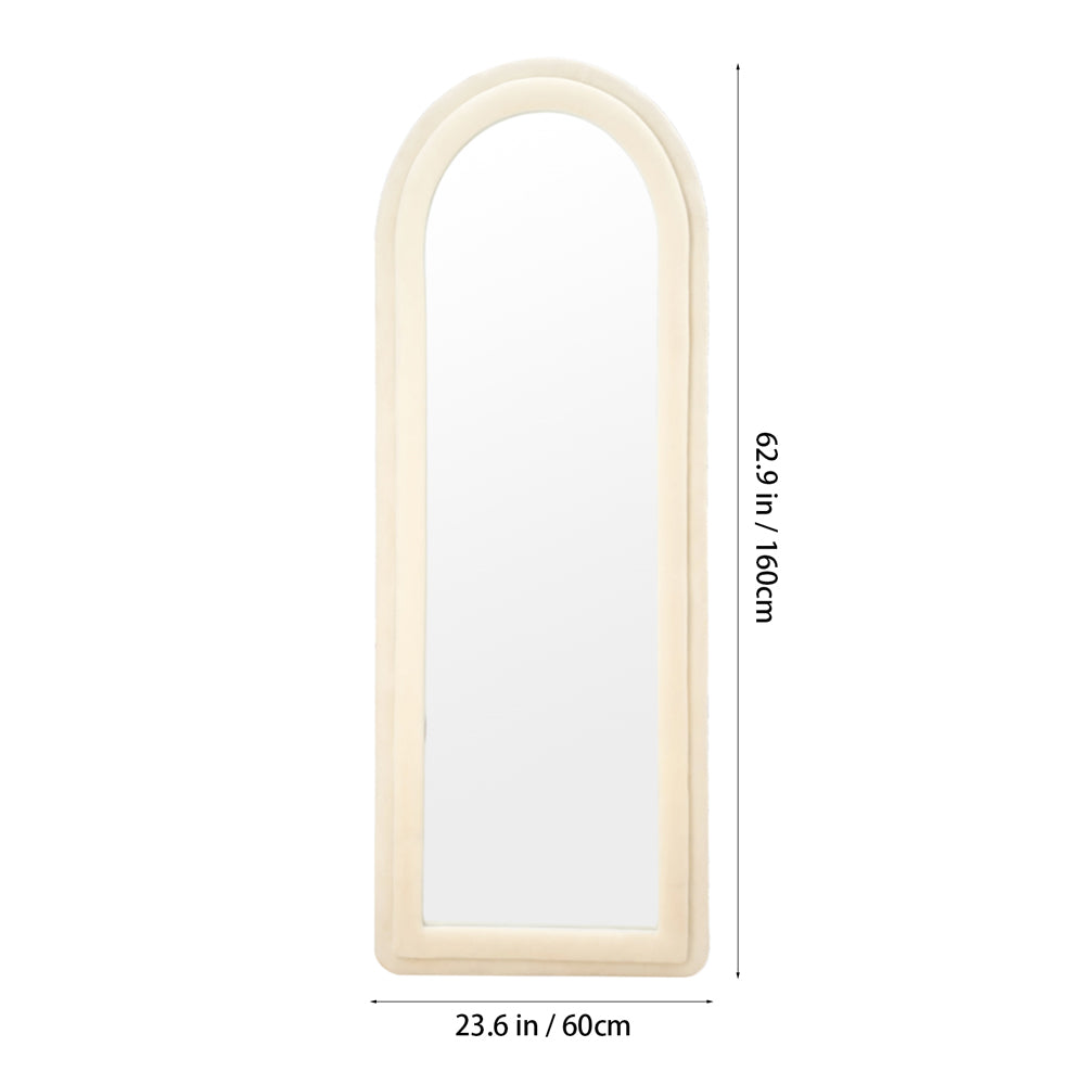 Double Arched Full-Length Mirror with Safety Film & Velvet-Wrapped MDF Frame
