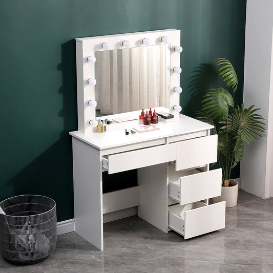Hollywood Dressing Table with Large Lighted Mirror