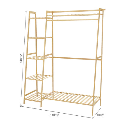 Bamboo Bedroom Garment Clothes Rack Natural