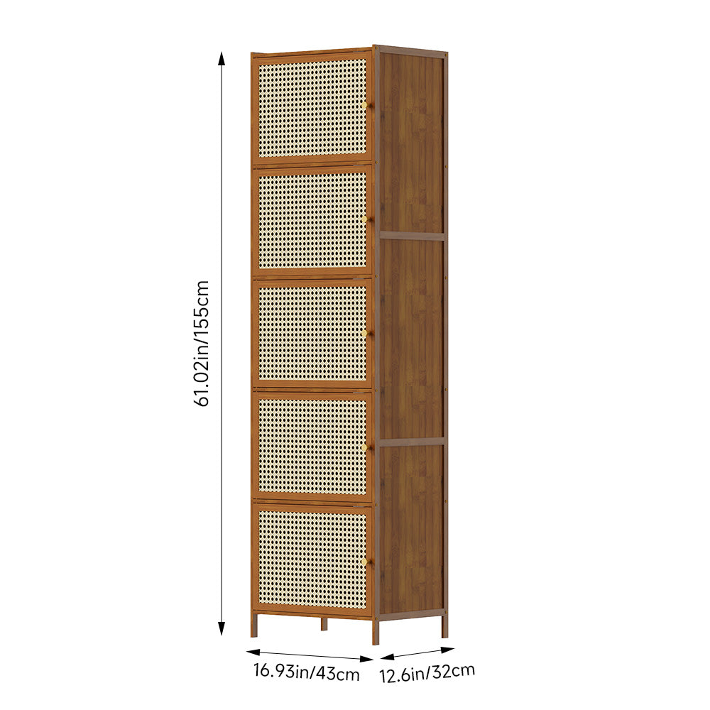 Narrow Bookcase Storage Cabinet with Doors