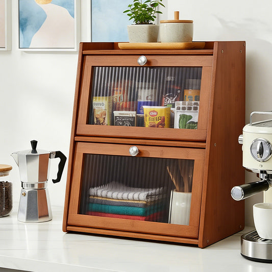 Bamboo Bread Storage Cabinet for Kitchen Counter