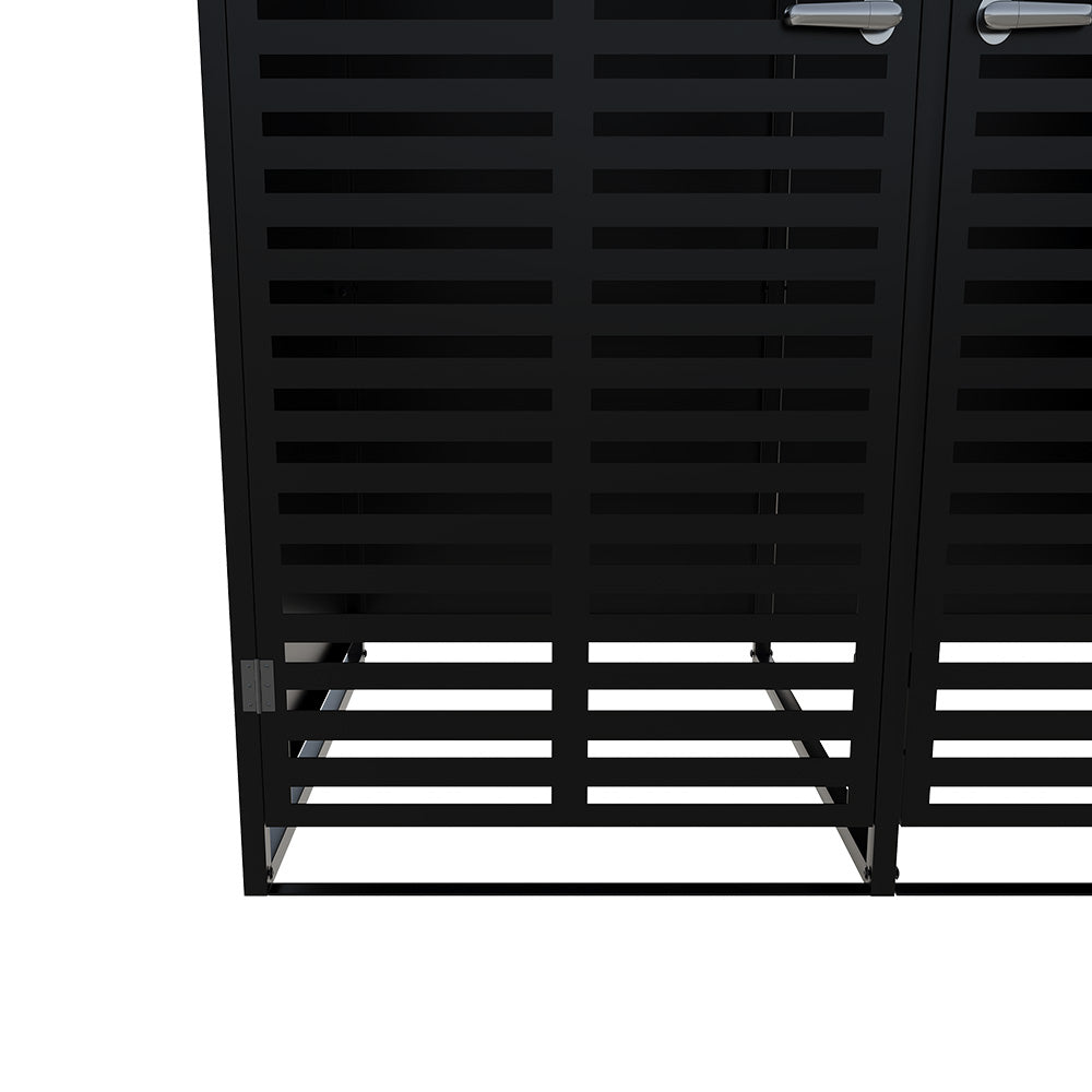 2-Bin Metal Wheelie Bin Storage Shed with Lockable Doors