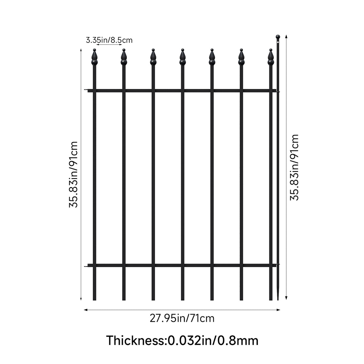 5-Panel Decorative Metal Garden Fence Set