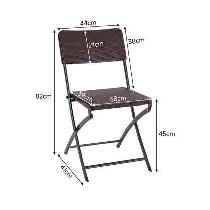 Set of 2 Outdoor Rattan Plastic Folding Chairs Black
